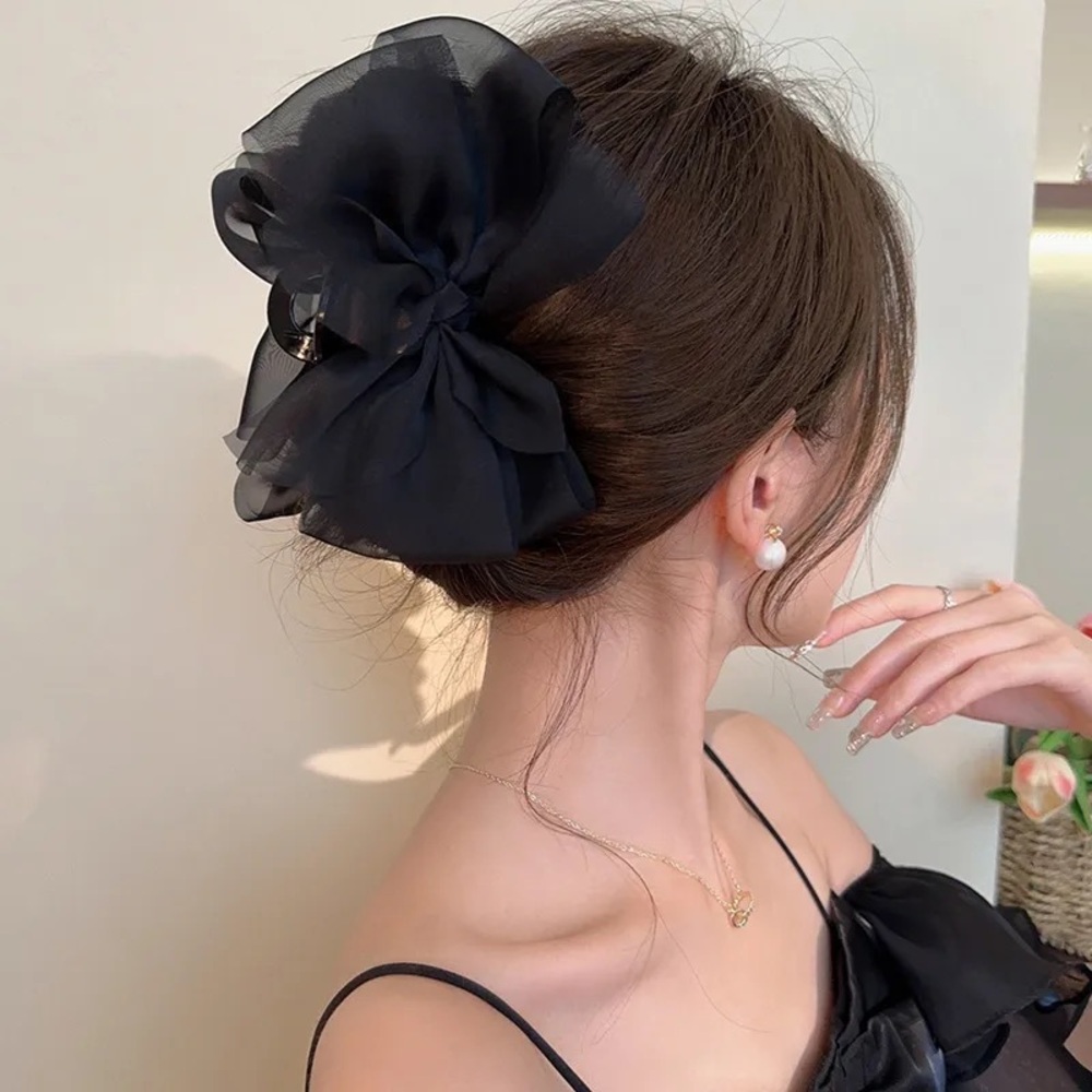 New Elegant Black Hair Bow